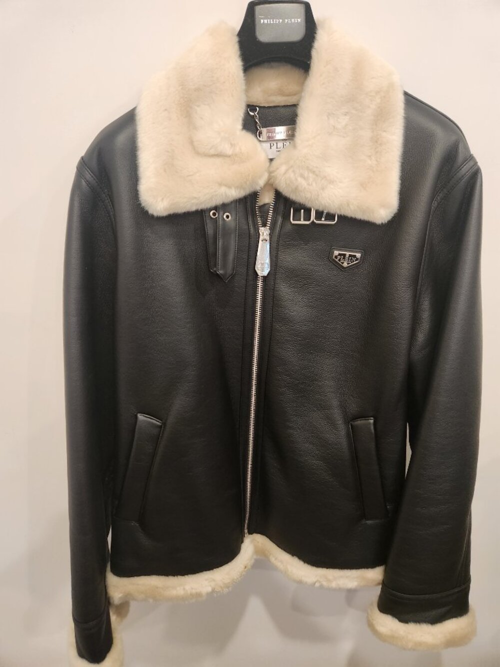PHILIPP PLEIN Switzerland Eco-Shearling B-3 Aviator Bomber Jacket XXL